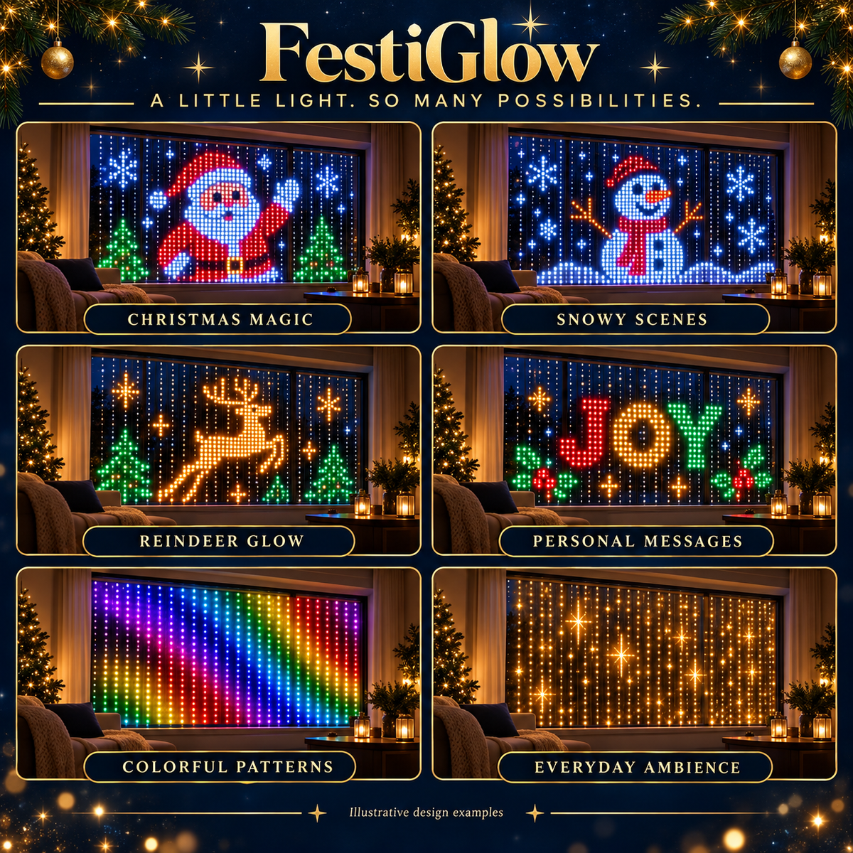 FestiGlow Smart LED Curtain Lights