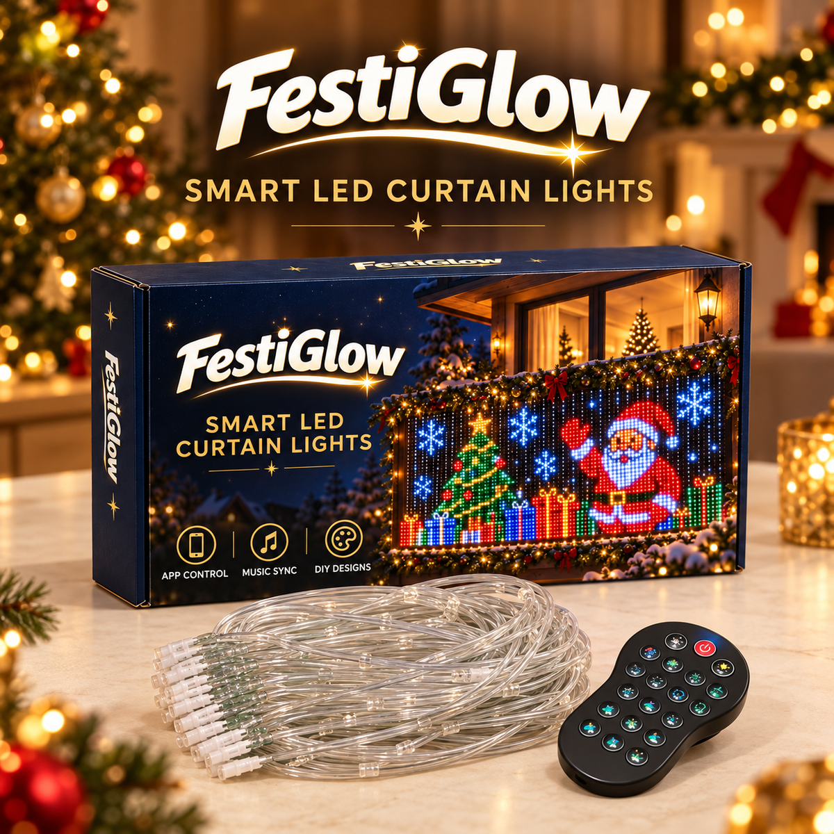 FestiGlow Smart LED Curtain Lights