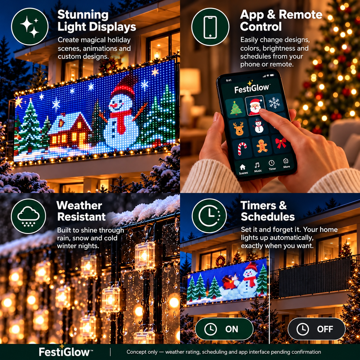FestiGlow Smart LED Curtain Lights