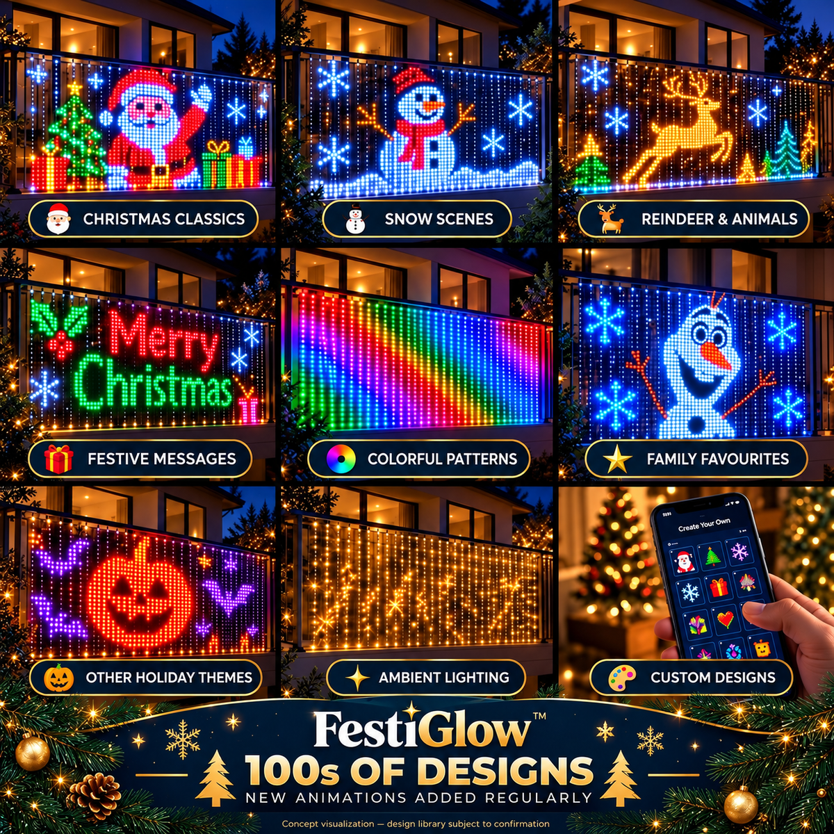 FestiGlow Smart LED Curtain Lights
